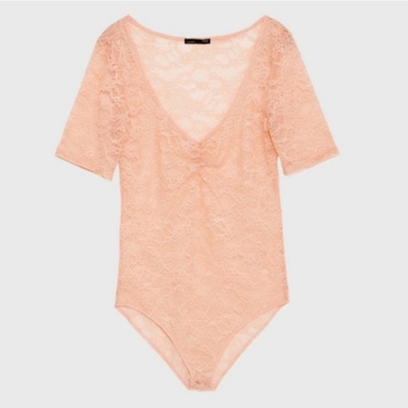 🔶️5 for $30🔶️ Zara Blush Lace Bodysuit - Picture 4 of 6